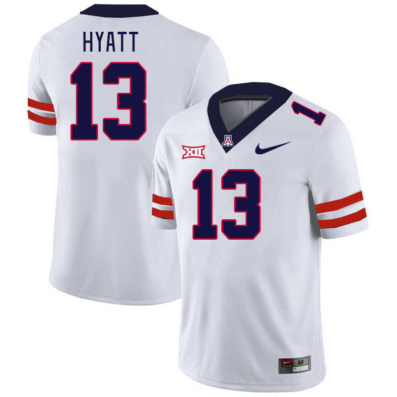 Men #13 Devin Hyatt Arizona Wildcats Big 12 Conference College Football Jerseys Stitched-White